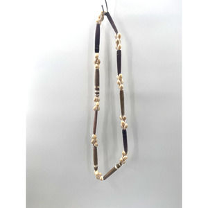 Cowrie shell and Bone bead vintage retro beaded necklace surfer 90's